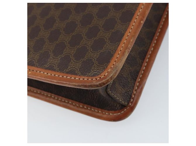 Céline Bolsa de ombro circular em lona Macadam CELINE em couro PVC marrom dourado Auth YKZ472 - vista 13