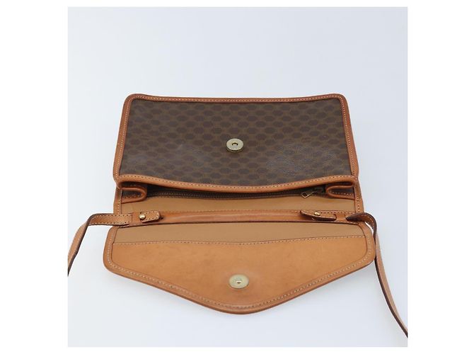 Céline Bolsa de ombro circular em lona Macadam CELINE em couro PVC marrom dourado Auth YKZ472 - vista 15