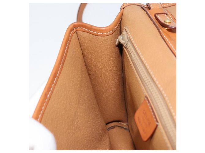 Céline Bolsa de ombro circular em lona Macadam CELINE em couro PVC marrom dourado Auth YKZ472 - vista 19