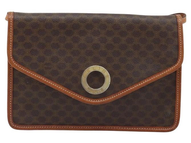 Céline Bolsa de ombro circular em lona Macadam CELINE em couro PVC marrom dourado Auth YKZ472 - vista 2