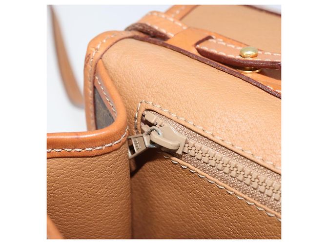 Céline Bolsa de ombro circular em lona Macadam CELINE em couro PVC marrom dourado Auth YKZ472 - vista 20