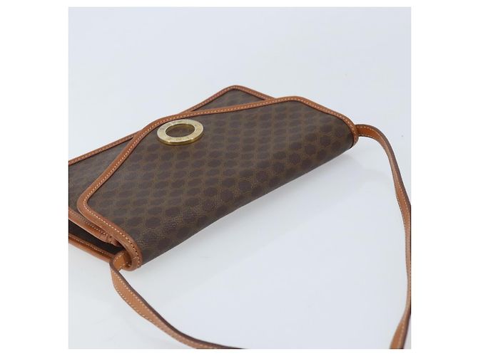 Céline Bolsa de ombro circular em lona Macadam CELINE em couro PVC marrom dourado Auth YKZ472 - vista 6