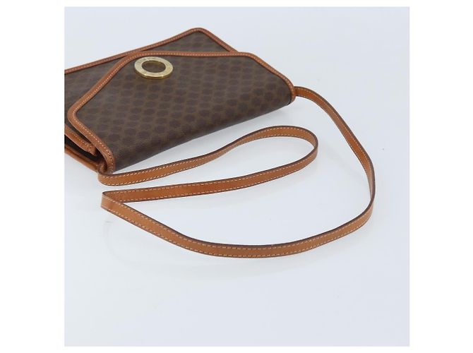 Céline Bolsa de ombro circular em lona Macadam CELINE em couro PVC marrom dourado Auth YKZ472 - vista 7