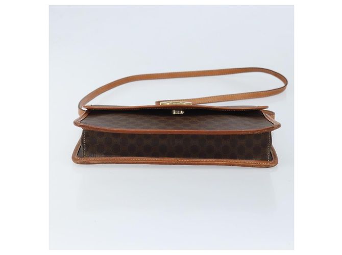 Céline Bolsa de ombro circular em lona Macadam CELINE em couro PVC marrom dourado Auth YKZ472 - vista 9