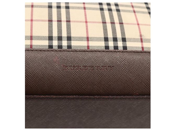 Burberry Borsa Tote Nova Check in Tela Beige Argento Auth INZ053 - vista 14