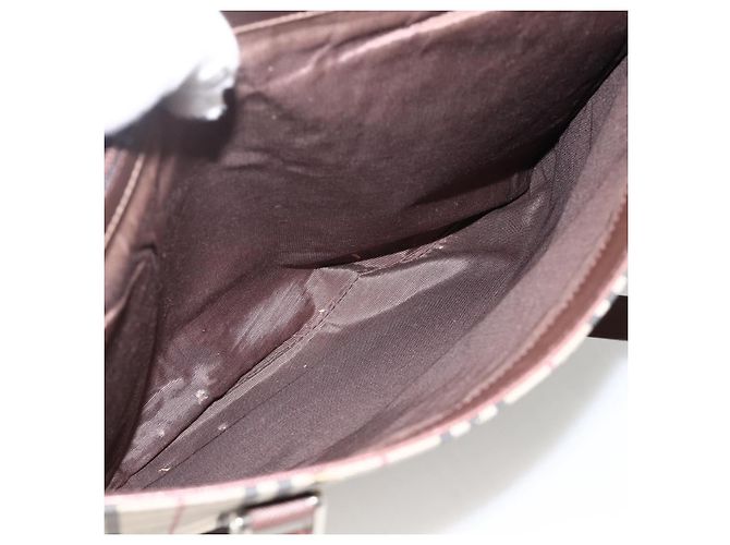 Burberry Borsa Tote Nova Check in Tela Beige Argento Auth INZ053 - vista 22