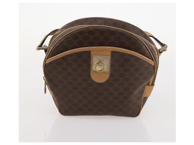 Céline Borsa Clutch in Tela Macadam CELINE in Pelle PVC 2 Pezzi Marrone Nero Auth mr2165 - vista 10