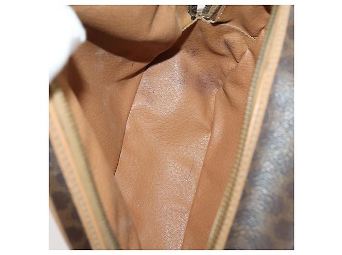 Céline Borsa Clutch in Tela Macadam CELINE in Pelle PVC 2 Pezzi Marrone Nero Auth mr2165 - vista 17