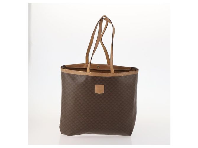 Céline Borsa Clutch in Tela Macadam CELINE in Pelle PVC 2 Pezzi Marrone Nero Auth mr2165 - vista 2