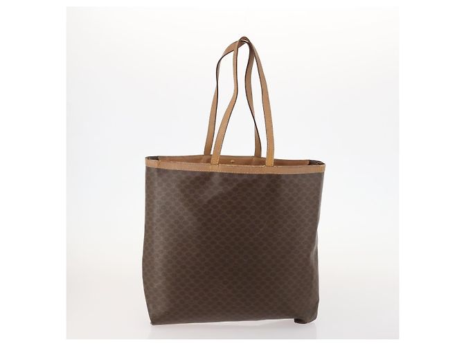 Céline Borsa Clutch in Tela Macadam CELINE in Pelle PVC 2 Pezzi Marrone Nero Auth mr2165 - vista 3