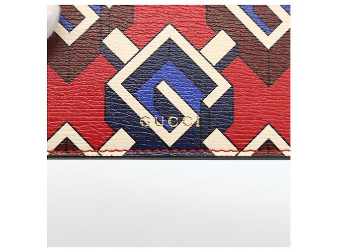 GUCCI Spielkartenetui Geometrisch G PVC Rot Blau Auth 174169SAM - Ansicht 12