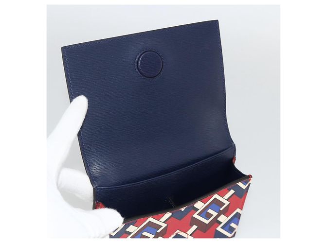GUCCI Spielkartenetui Geometrisch G PVC Rot Blau Auth 174169SAM - Ansicht 13