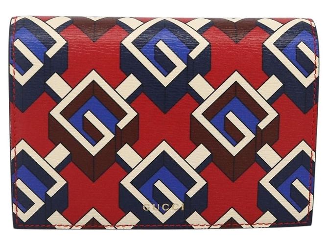 GUCCI Spielkartenetui Geometrisch G PVC Rot Blau Auth 174169SAM - Ansicht 2