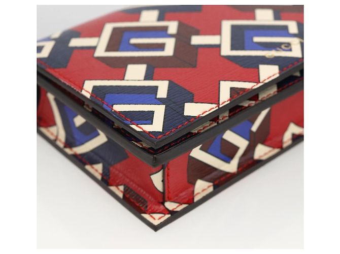 GUCCI Spielkartenetui Geometrisch G PVC Rot Blau Auth 174169SAM - Ansicht 9