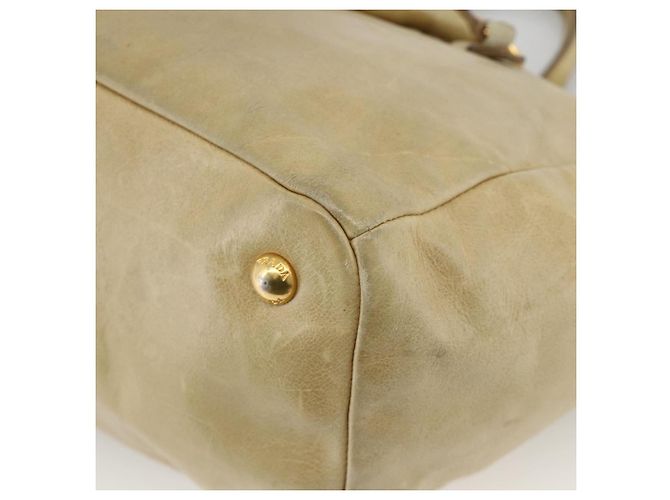 PRADA Borsa a Mano in Pelle 2 in 1 Beige Oro Auth 174345 D'oro - vista 14