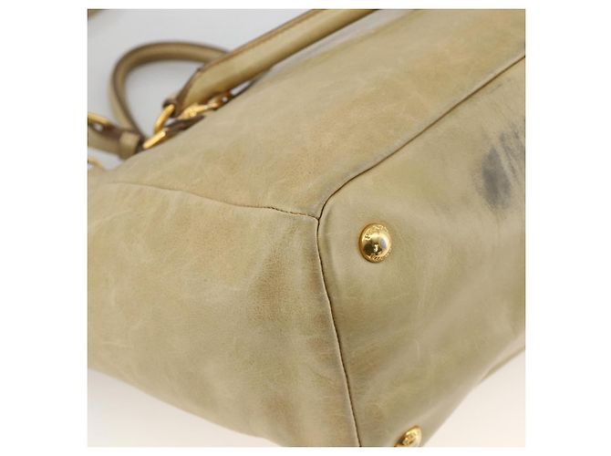 PRADA Borsa a Mano in Pelle 2 in 1 Beige Oro Auth 174345 D'oro - vista 15