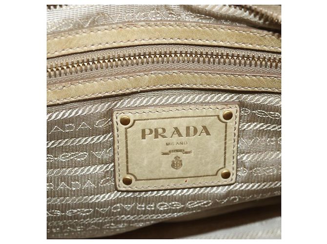 PRADA Borsa a Mano in Pelle 2 in 1 Beige Oro Auth 174345 D'oro - vista 20