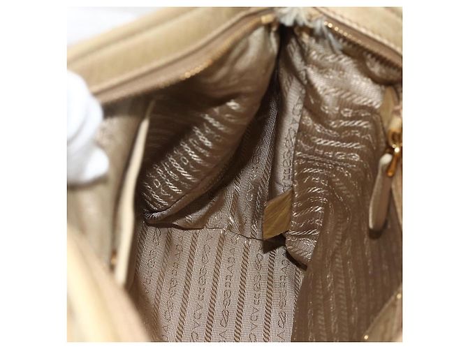 PRADA Borsa a Mano in Pelle 2 in 1 Beige Oro Auth 174345 D'oro - vista 23