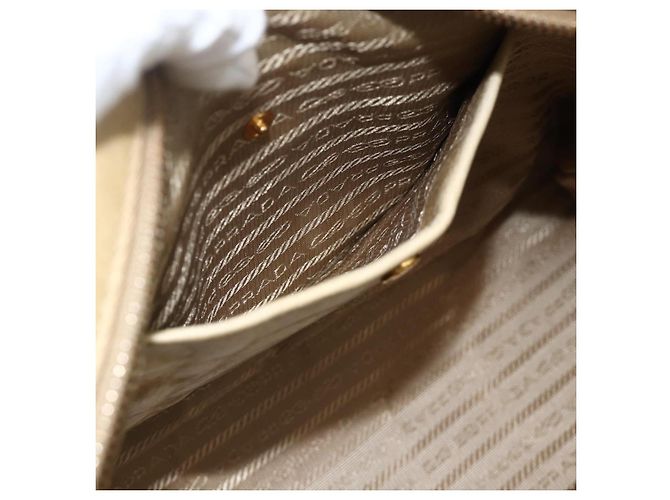 PRADA Borsa a Mano in Pelle 2 in 1 Beige Oro Auth 174345 D'oro - vista 27