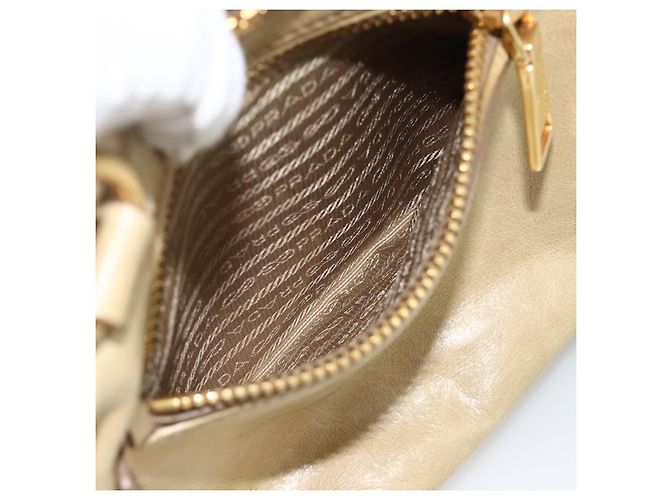 PRADA Borsa a Mano in Pelle 2 in 1 Beige Oro Auth 174345 D'oro - vista 28