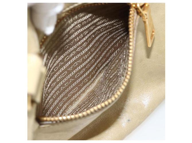 PRADA Borsa a Mano in Pelle 2 in 1 Beige Oro Auth 174345 D'oro - vista 29
