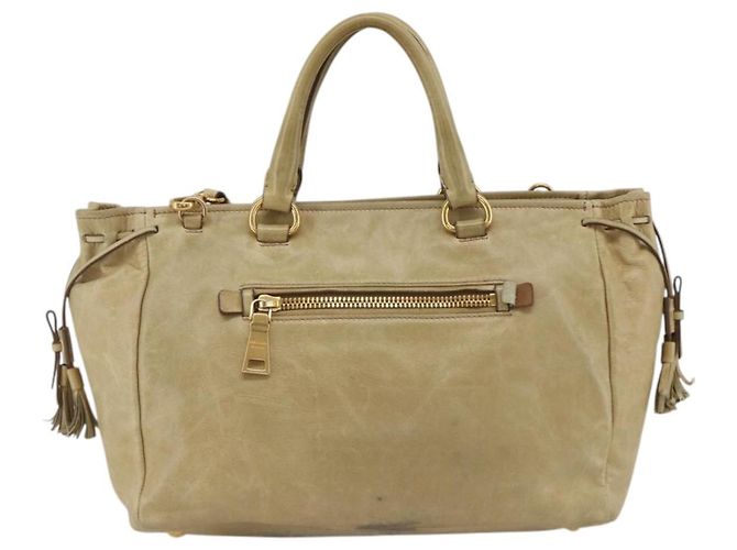 PRADA Borsa a Mano in Pelle 2 in 1 Beige Oro Auth 174345 D'oro - vista 3