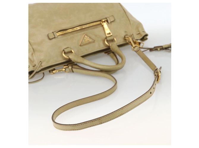 PRADA Borsa a Mano in Pelle 2 in 1 Beige Oro Auth 174345 D'oro - vista 9