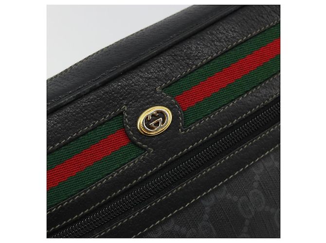 Borsa Sherry Line GG Supreme Web di GUCCI in PVC nero e oro 119 02 087 Auth YKZ950 D'oro - vista 14