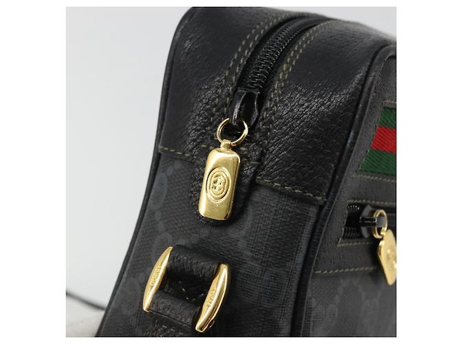 Borsa Sherry Line GG Supreme Web di GUCCI in PVC nero e oro 119 02 087 Auth YKZ950 D'oro - vista 15