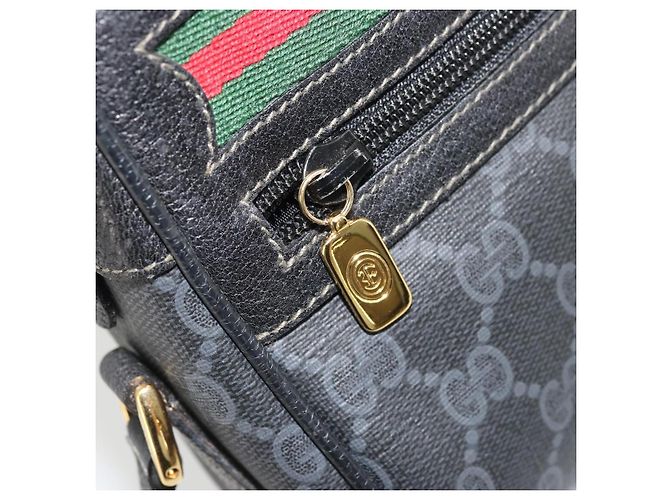 Borsa Sherry Line GG Supreme Web di GUCCI in PVC nero e oro 119 02 087 Auth YKZ950 D'oro - vista 20