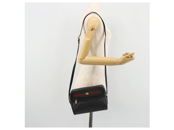 Borsa Sherry Line GG Supreme Web di GUCCI in PVC nero e oro 119 02 087 Auth YKZ950 D'oro - vista 23