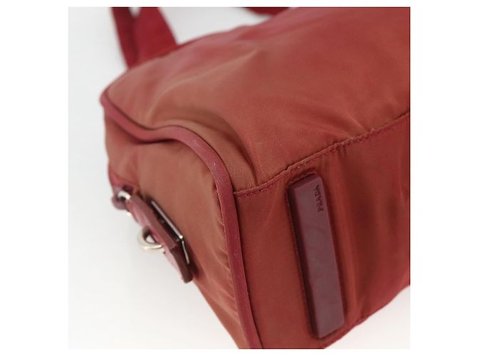 Borsa Tote PRADA in nylon rosso argento Auth hk3600 - vista 11