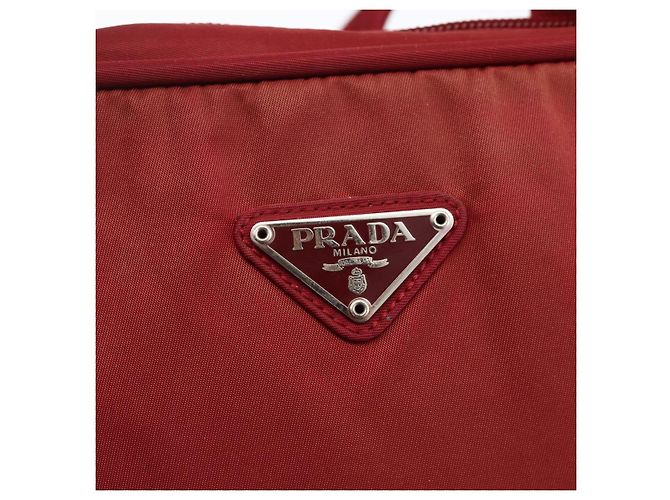 Borsa Tote PRADA in nylon rosso argento Auth hk3600 - vista 15