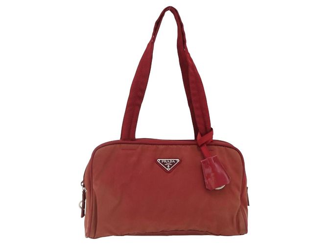 Borsa Tote PRADA in nylon rosso argento Auth hk3600 - vista 2
