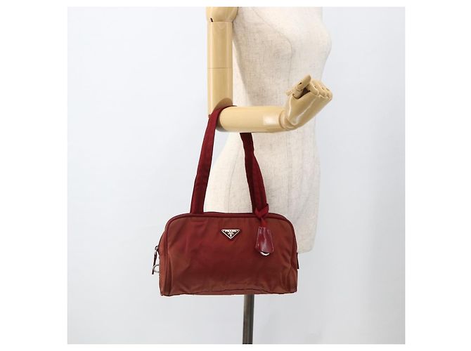 Borsa Tote PRADA in nylon rosso argento Auth hk3600 - vista 24