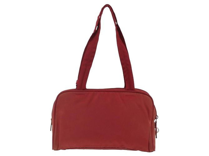 Borsa Tote PRADA in nylon rosso argento Auth hk3600 - vista 3