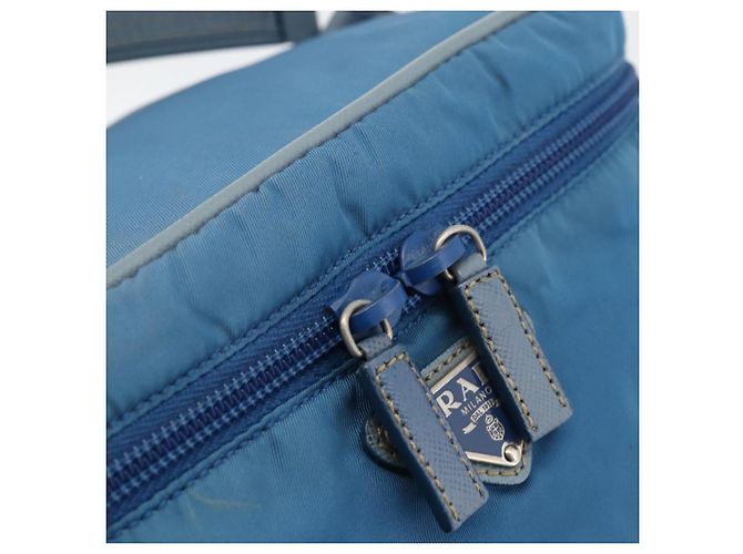 PRADA Vanity Borsa a Mano Nylon Blu Argento Auth YKZ1085 - vista 14
