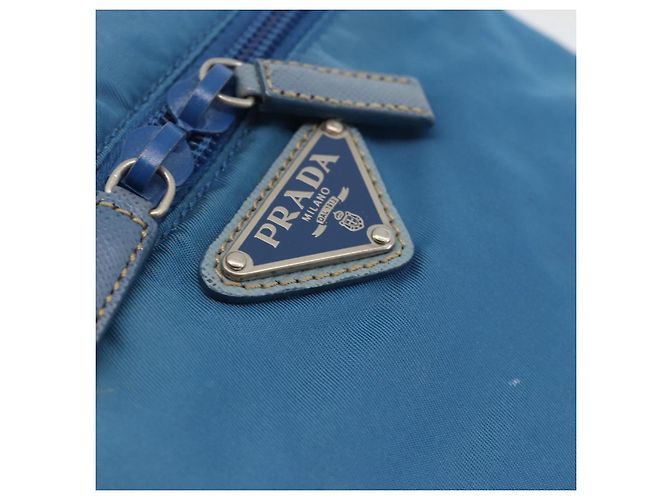 PRADA Vanity Borsa a Mano Nylon Blu Argento Auth YKZ1085 - vista 15