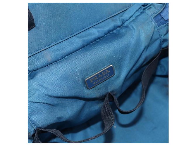 PRADA Vanity Borsa a Mano Nylon Blu Argento Auth YKZ1085 - vista 16