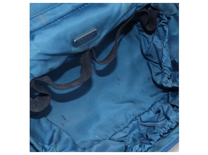 PRADA Vanity Borsa a Mano Nylon Blu Argento Auth YKZ1085 - vista 17