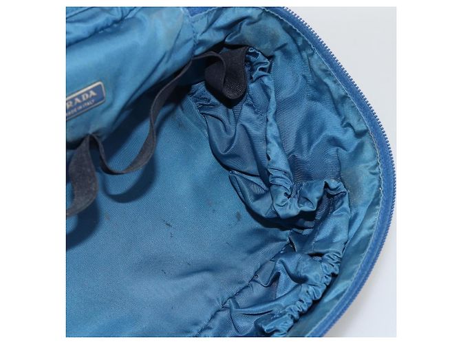 PRADA Vanity Borsa a Mano Nylon Blu Argento Auth YKZ1085 - vista 18