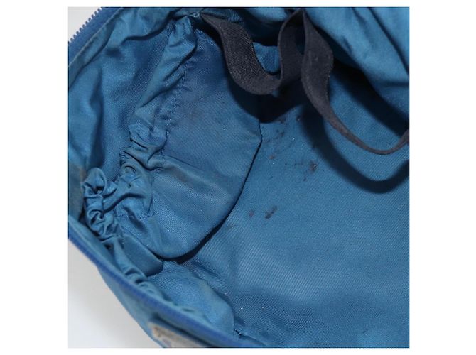 PRADA Vanity Borsa a Mano Nylon Blu Argento Auth YKZ1085 - vista 19