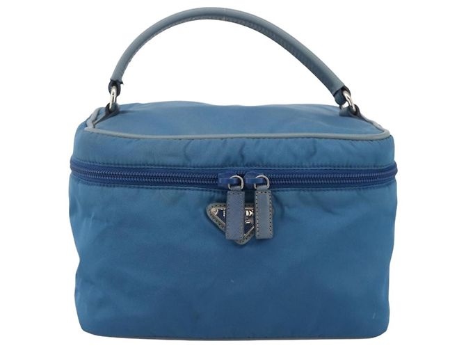 PRADA Vanity Borsa a Mano Nylon Blu Argento Auth YKZ1085 - vista 2