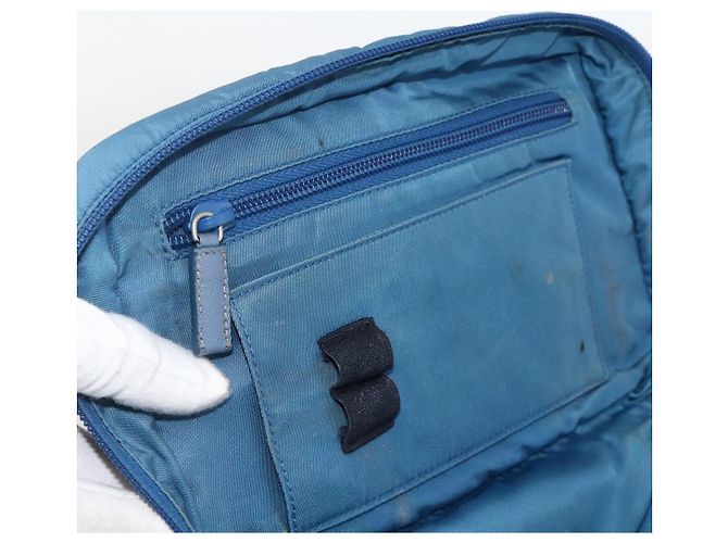 PRADA Vanity Borsa a Mano Nylon Blu Argento Auth YKZ1085 - vista 20