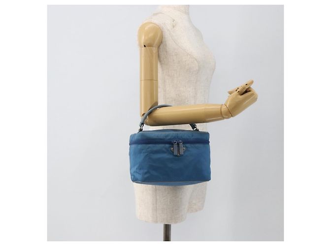 PRADA Vanity Borsa a Mano Nylon Blu Argento Auth YKZ1085 - vista 23