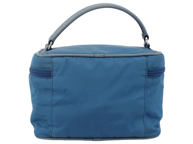 PRADA Vanity Borsa a Mano Nylon Blu Argento Auth YKZ1085 - vista 3