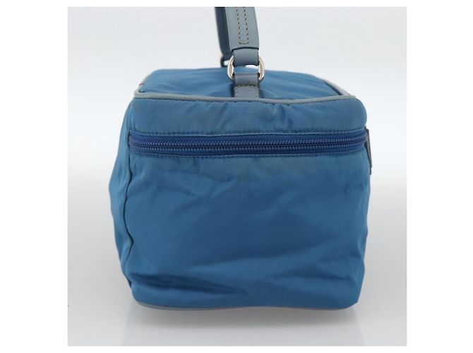 PRADA Vanity Borsa a Mano Nylon Blu Argento Auth YKZ1085 - vista 4