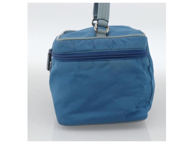 PRADA Vanity Borsa a Mano Nylon Blu Argento Auth YKZ1085 - vista 5