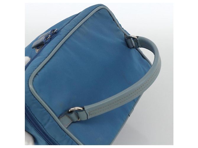 PRADA Vanity Borsa a Mano Nylon Blu Argento Auth YKZ1085 - vista 6