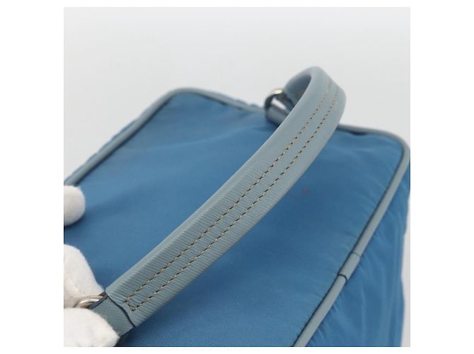 PRADA Vanity Borsa a Mano Nylon Blu Argento Auth YKZ1085 - vista 7